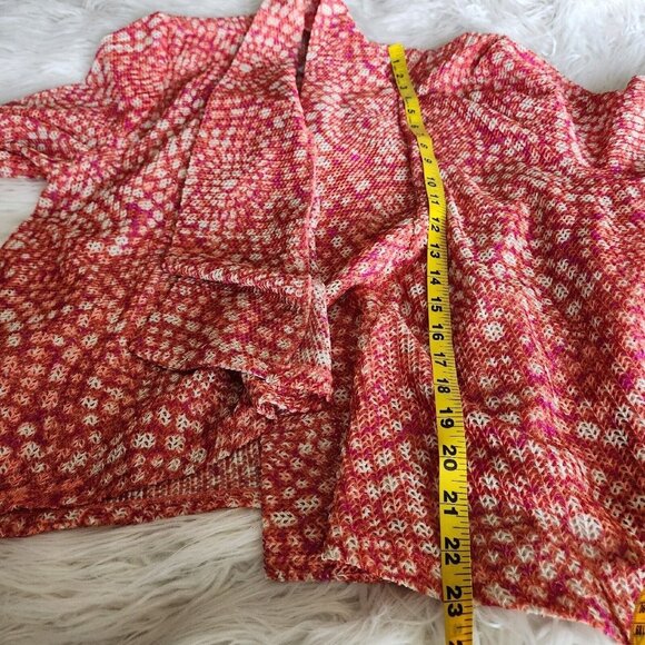 Ruby Rd Cardigan Women Size LARGE Orange Red‎ Mesh Lace Shrug Open Front Boho - Picture 9 of 13